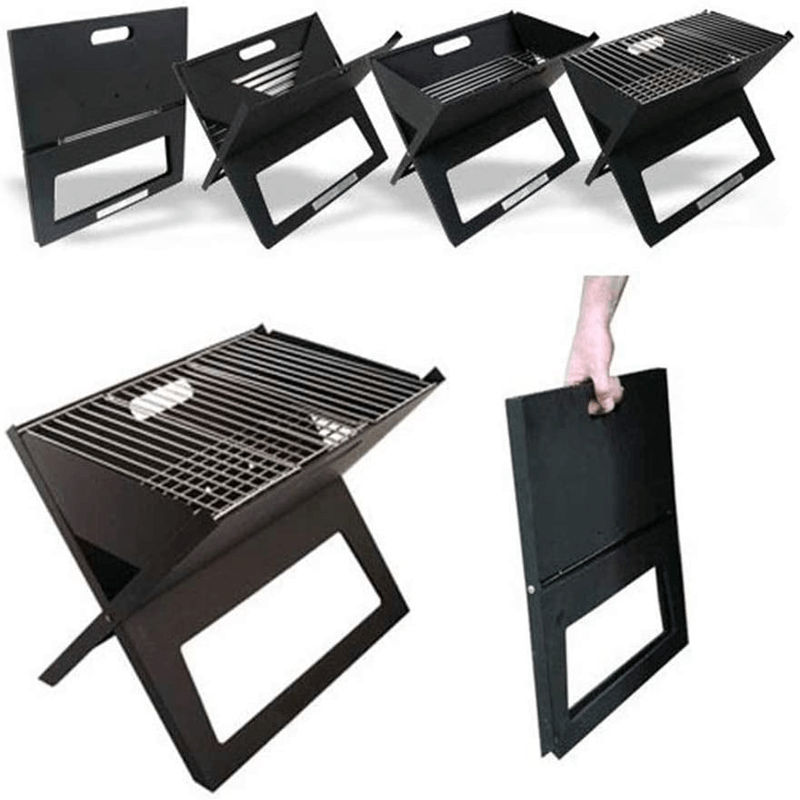 Instant foldable notebook bbq grill