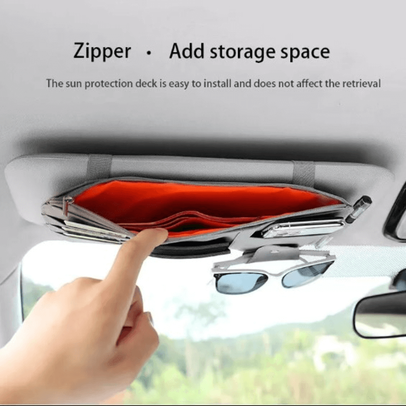 Leather car sun visor storage bag