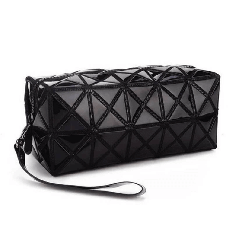 Geometric design pvc makeup pouch