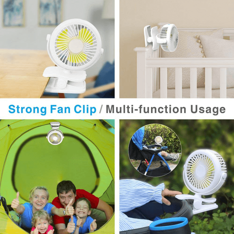 Stroller fan clip rechargeable battery