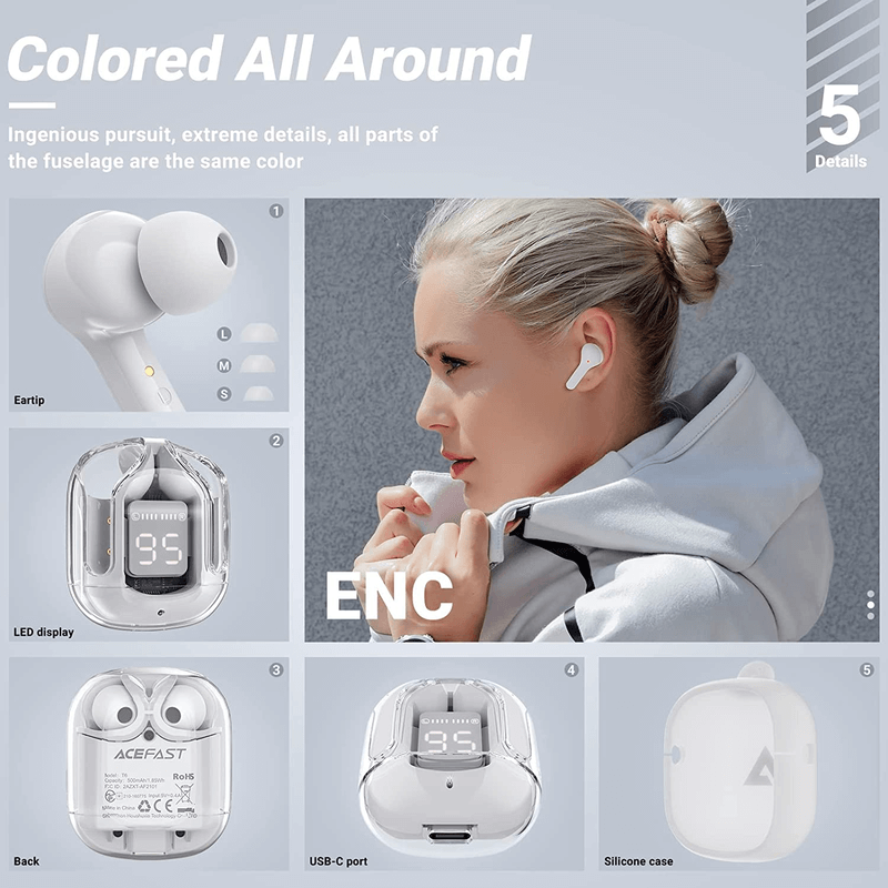 Bluetooth translucent earphones