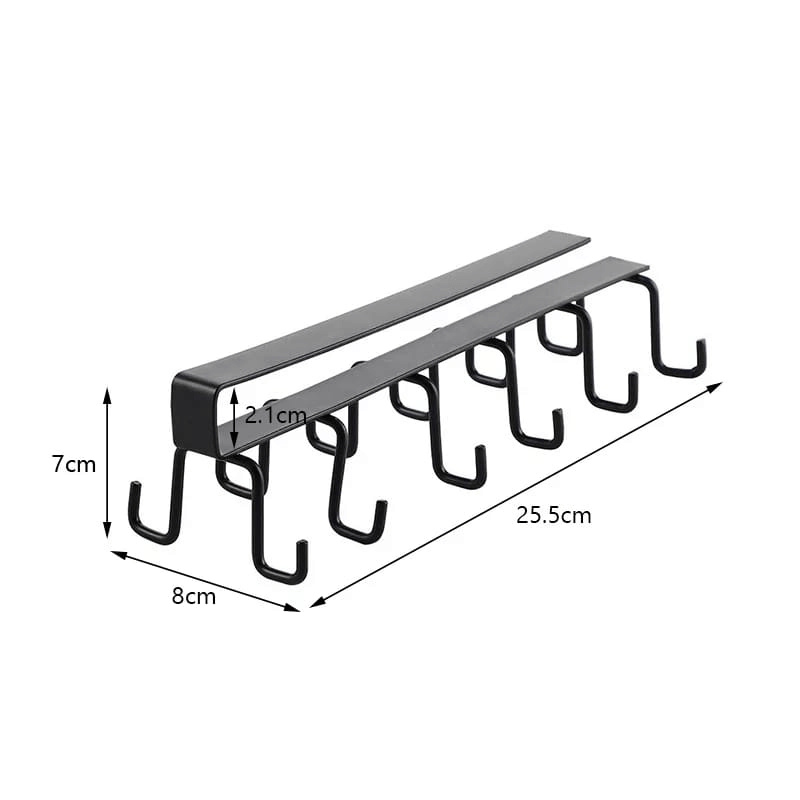 Double row hooks iron rack kitchen utensils holder