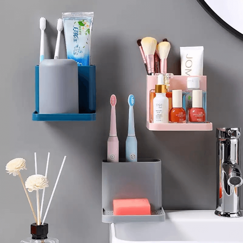 Multifunctional toothpaste & soap wall mounted holder