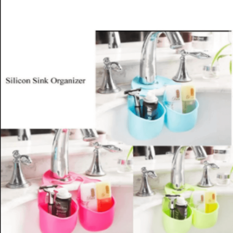 Stylish silicon sink organizer double cup