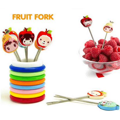 8pcs/set mini cartoon fruit fork