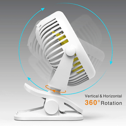 Stroller fan clip rechargeable battery