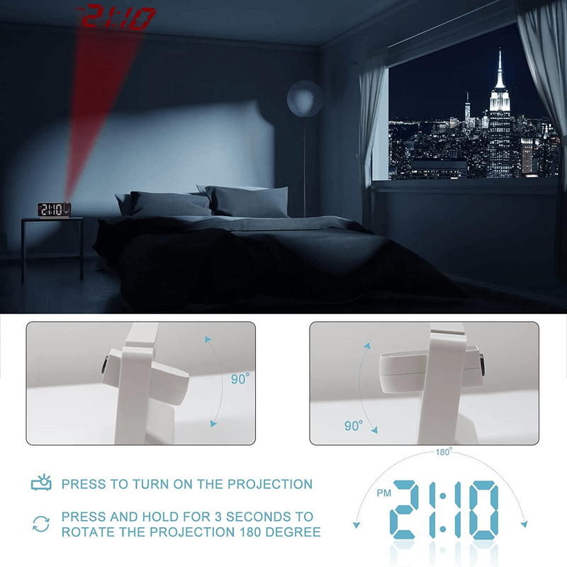 Led digital projection alarm clock