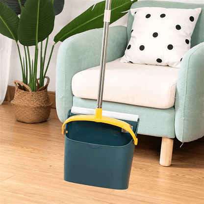 Attachable broom with dustpan