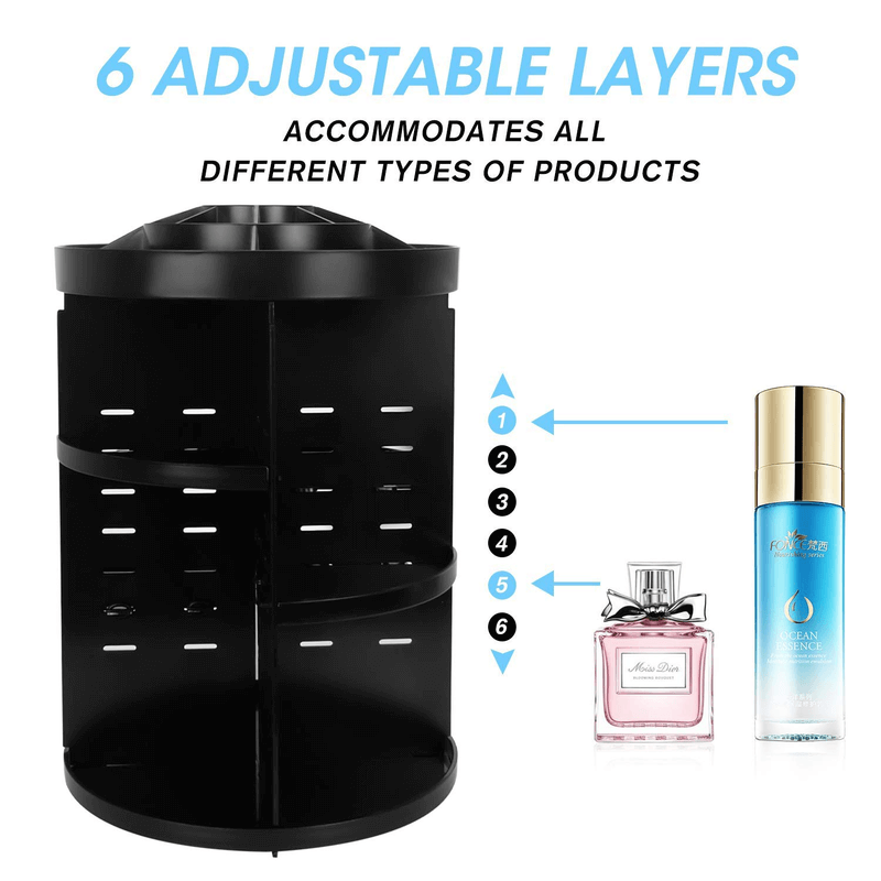 360 degree spinning makeup organizer