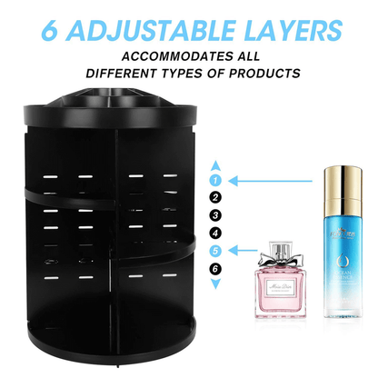 360 degree spinning makeup organizer