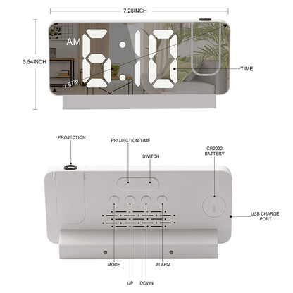 Led digital projection alarm clock