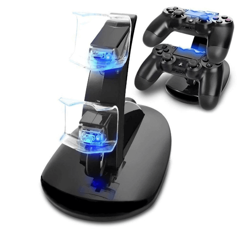 Ps4 controller charger dock led dual usb charging stand cradle