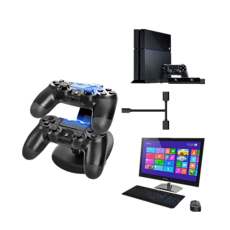 Ps4 controller charger dock led dual usb charging stand cradle