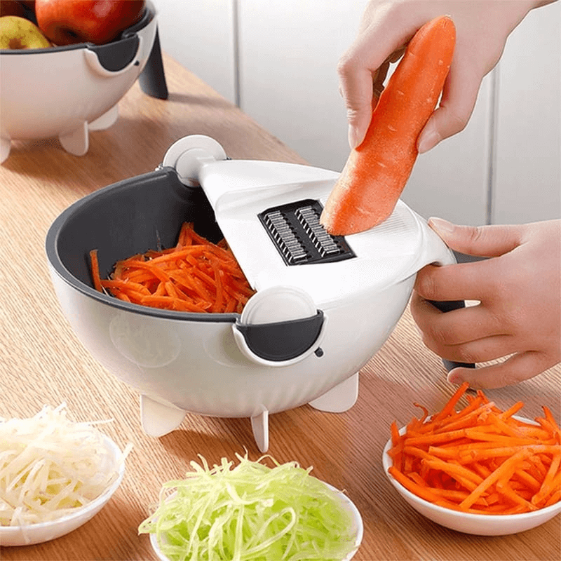 Vegetable cutter with drain basket