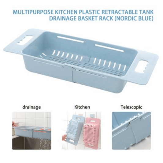 Adjustable length plastic sink drain basket