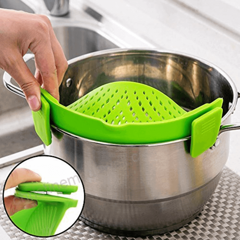 Kitchen gizmo snap strain strainer clip