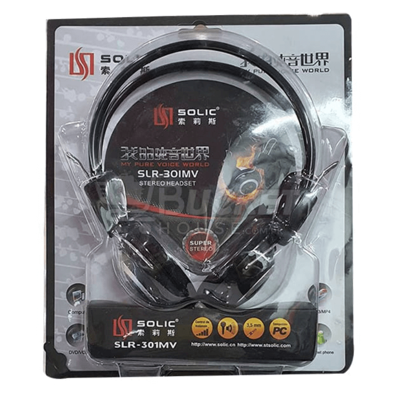 Slr-301mv comfortable solic black wired headphones