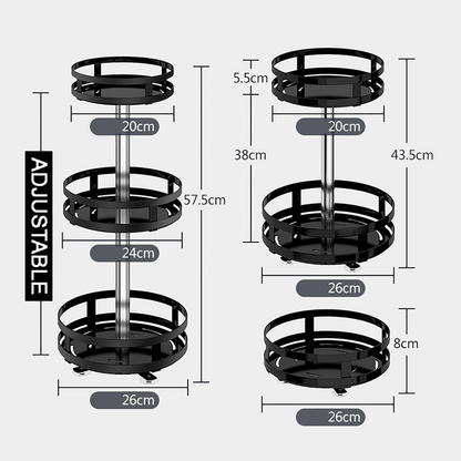 2 layer 360 degree rotating iron storage rack