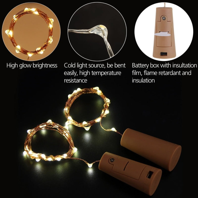 Wine bottle lights with cork led string light