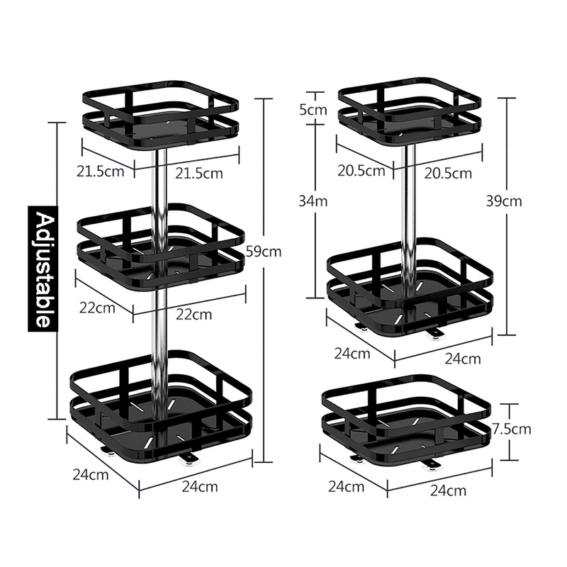 2 layer 360 degree rotating iron storage rack