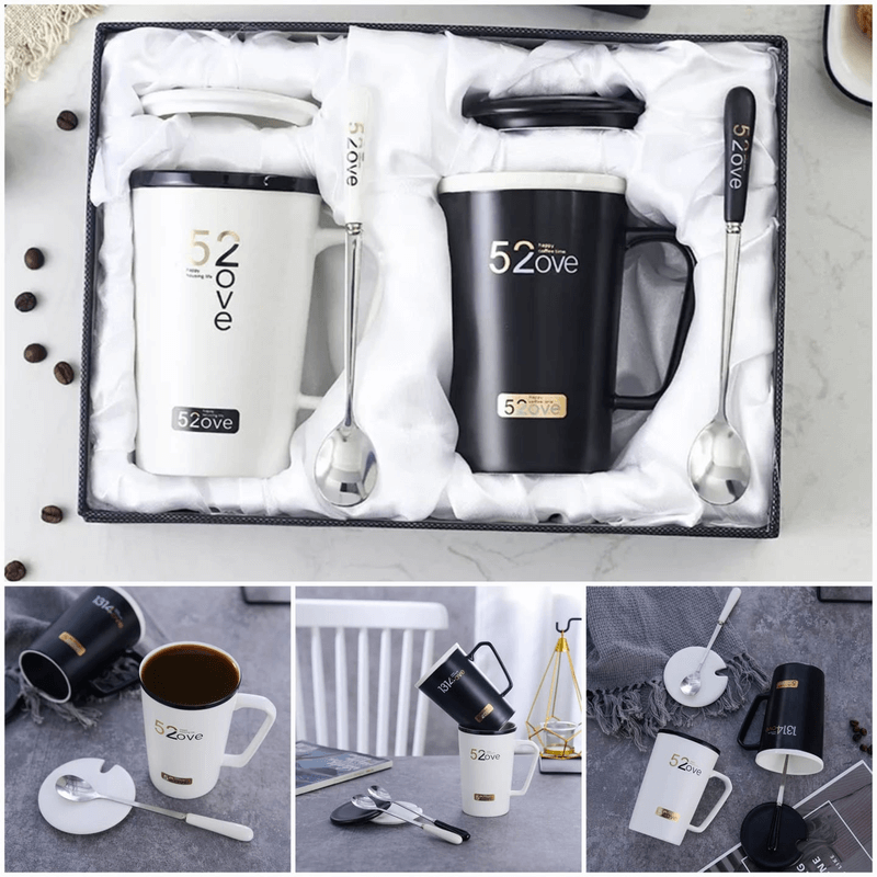 Black & white couple mug set