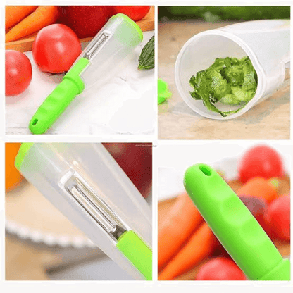 Vegetable peeler with container