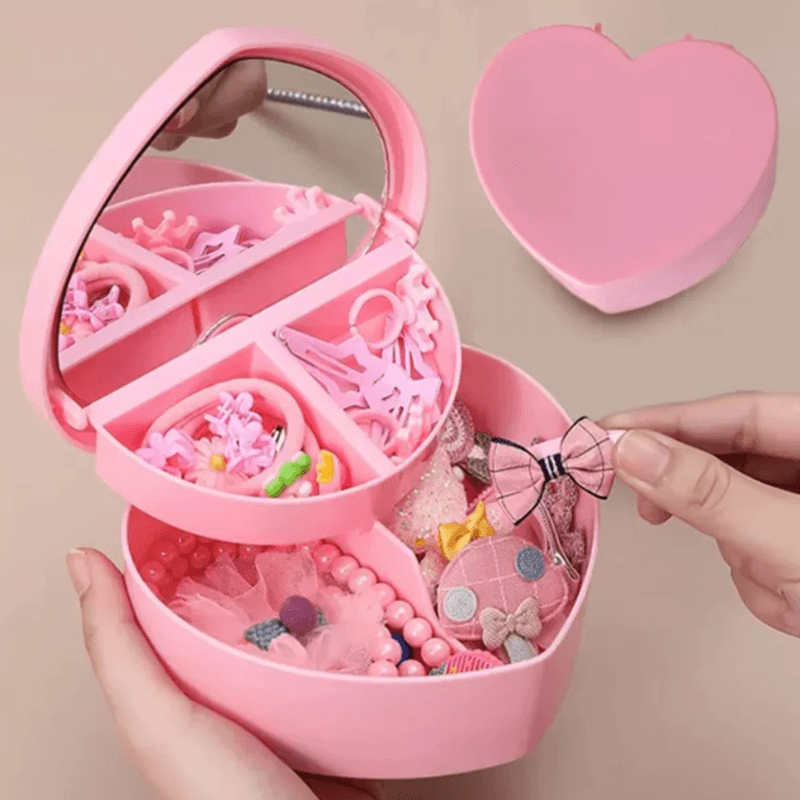 Heart shape jewelry organizer with mirror