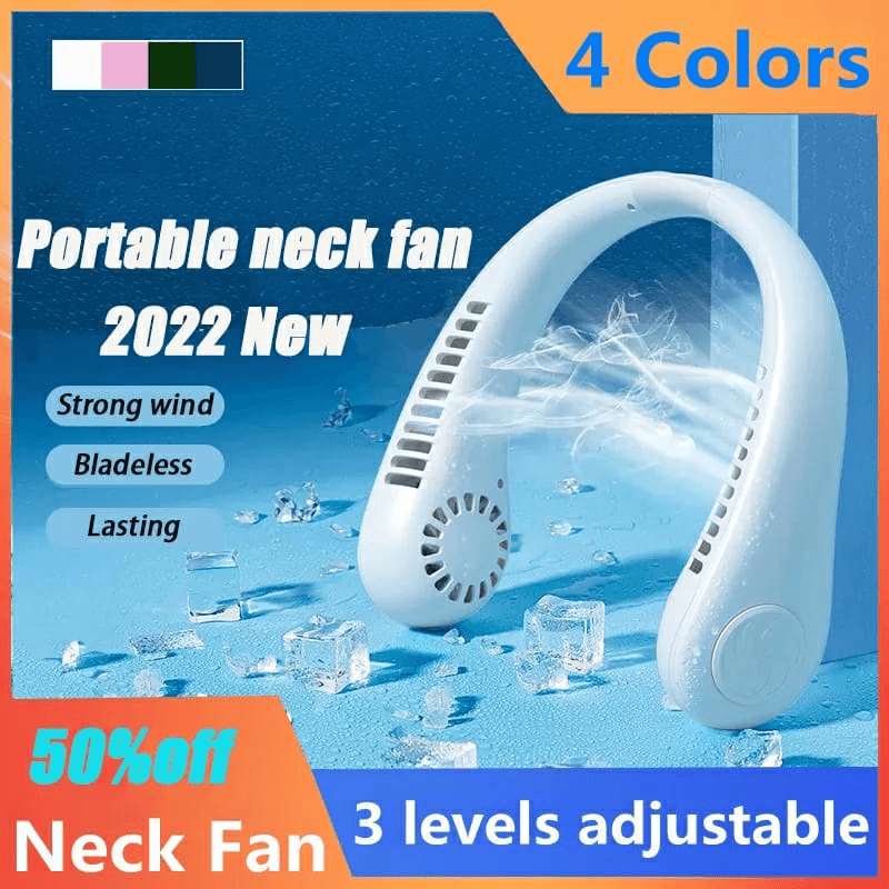 Portable hanging neck fan