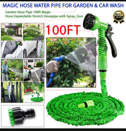 Flexible expanding water hose tube spray nozzle water