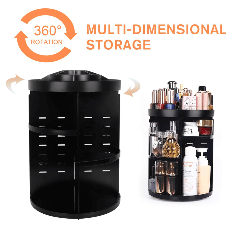 360 degree spinning makeup organizer