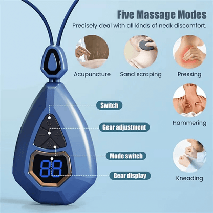 Smart neck massager ems pulse heating pendant