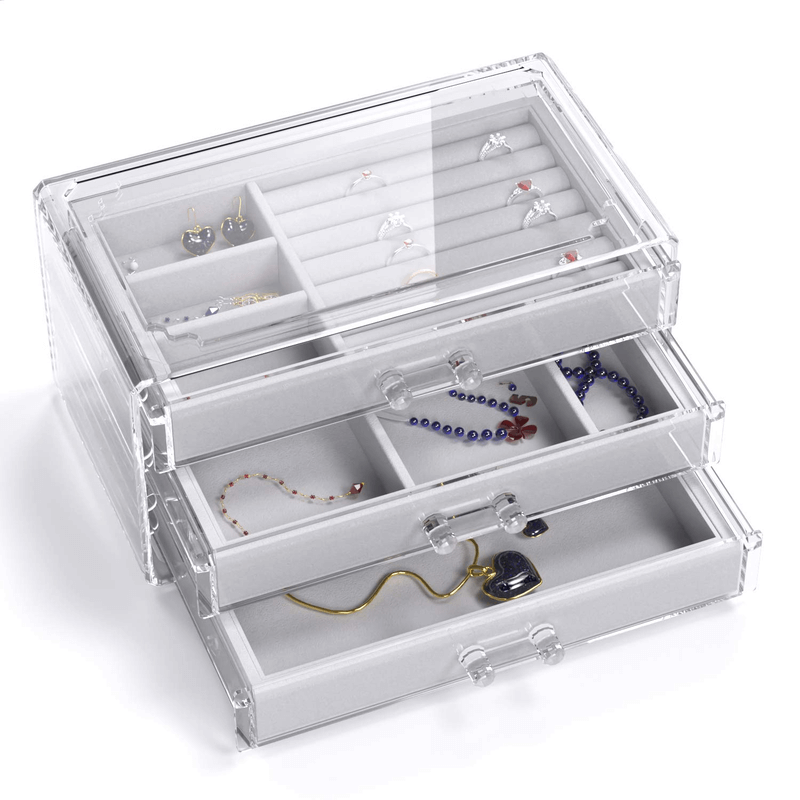 Acrylic 3 drawer jewelry organizer