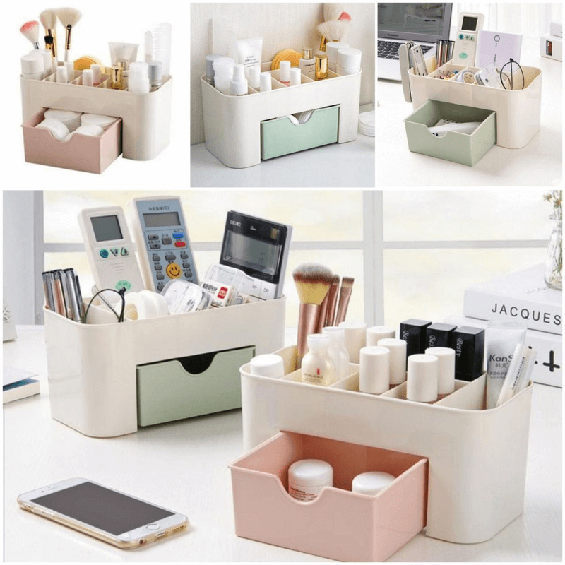 2 tier cosmetic organizer with a drawer