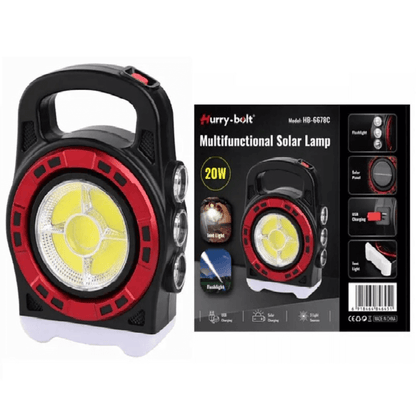 Hb-6678c 20w ergonomic multi-functional portable solar lamp