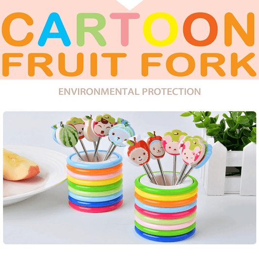 8pcs/set mini cartoon fruit fork