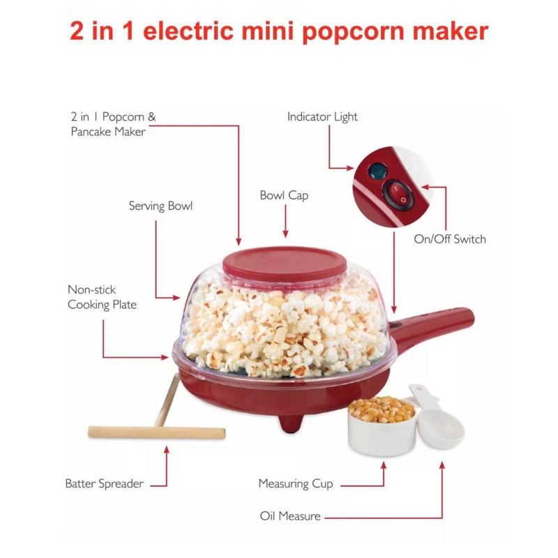 3 in 1 electric mini popcorn crepe pancake maker