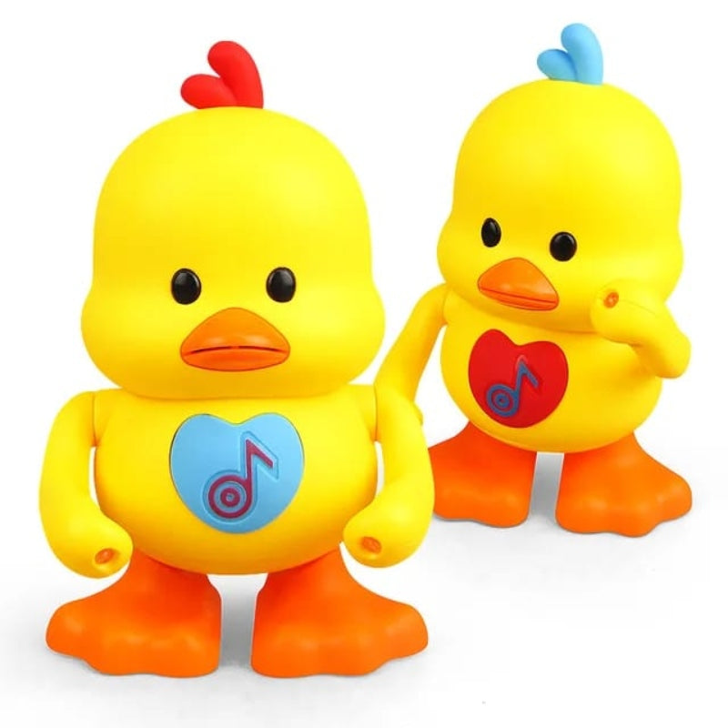 Battery operated dancing duck with light sounds.