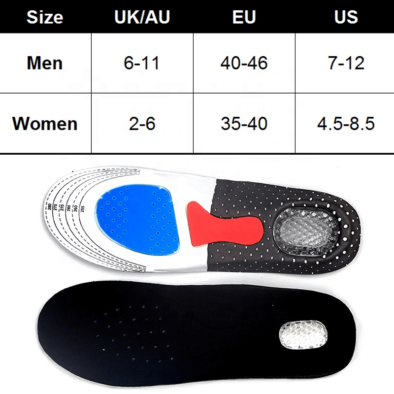 Silicone gel insoles orthotic arch support sport