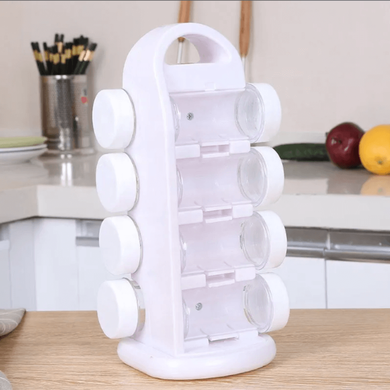 Revolving spice rack organizer with jars