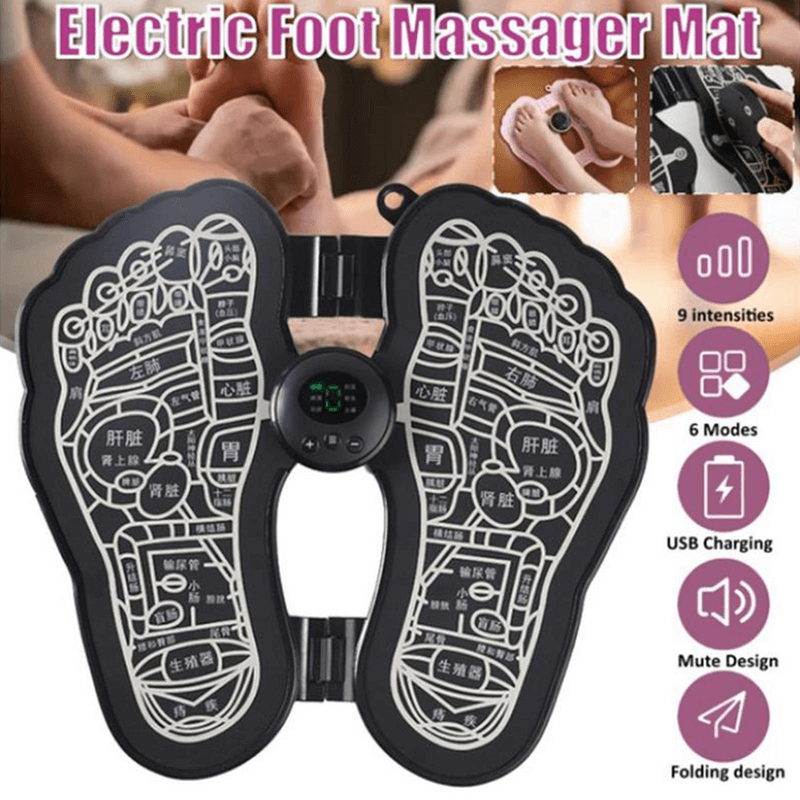 Foldable electric ems foot massager pad