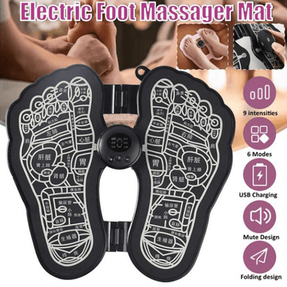 Foldable electric ems foot massager pad