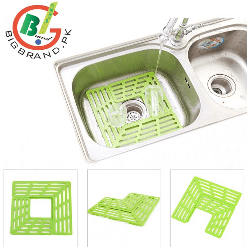 Plastic drain shelf for sink and kitchen table top - green