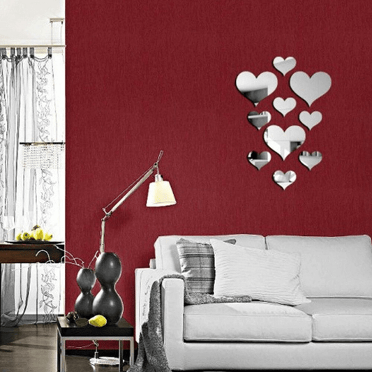 18 pcs hearts acrylic wall sticker