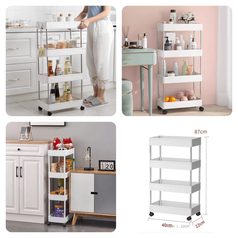 4 layer plastic kitchen storage trolley