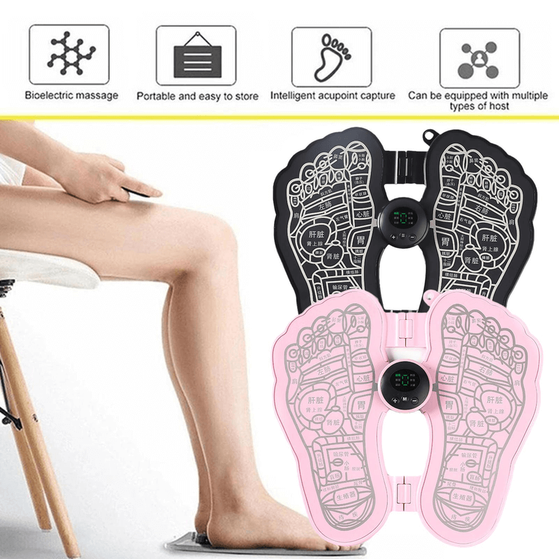 Foldable electric ems foot massager pad