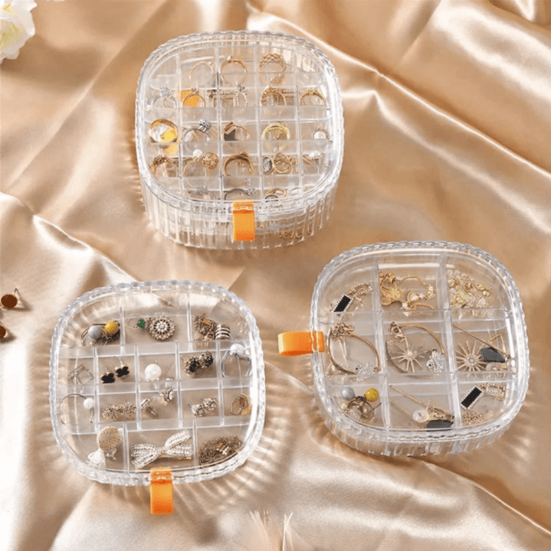 2 layer transparent crystal jewelry storage organizer