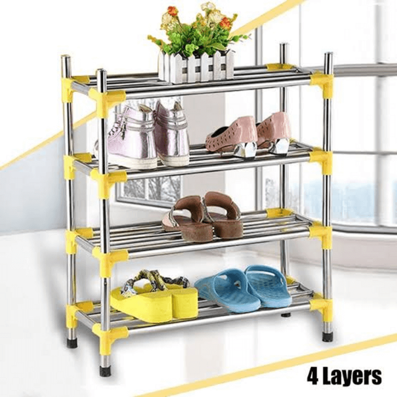 Stainless steel simple fashion 4 tier shoe rack