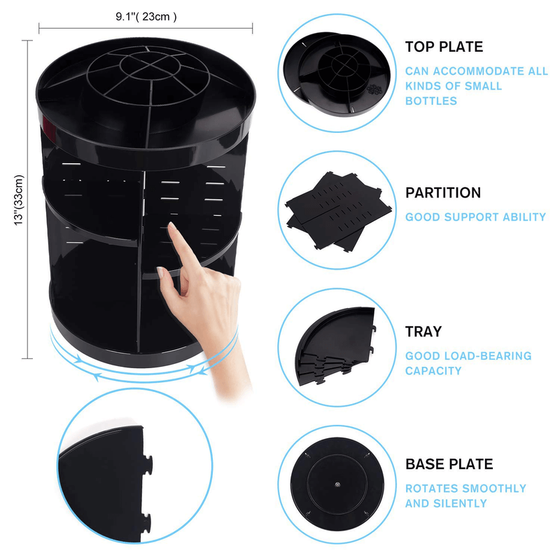 360 degree spinning makeup organizer