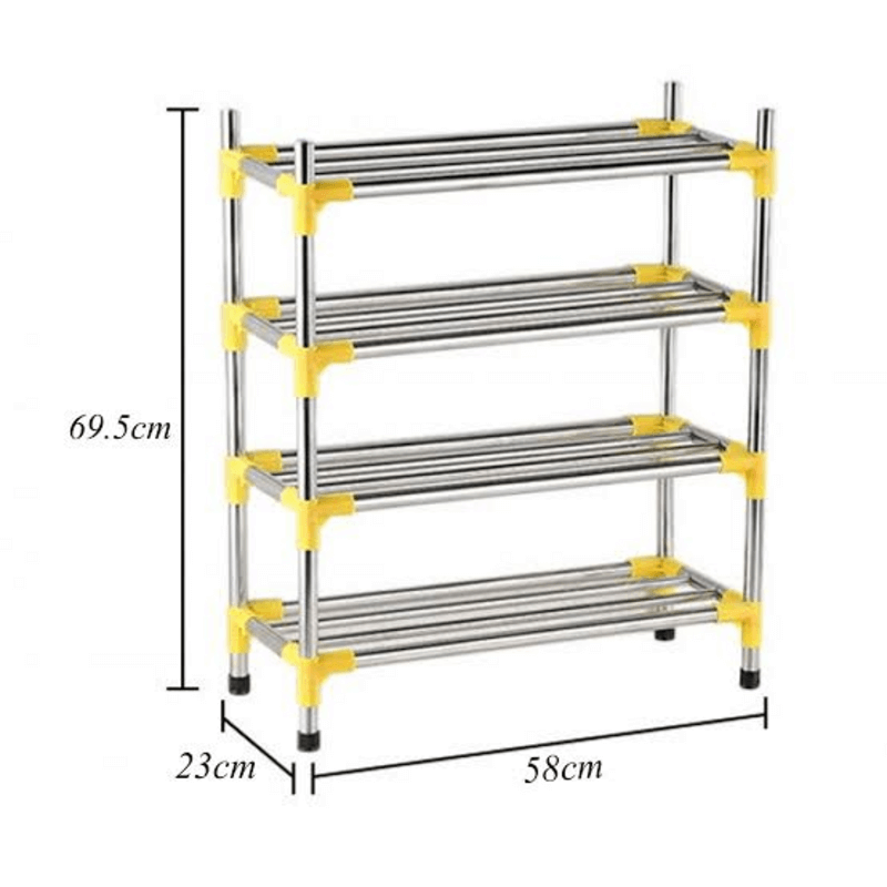 Stainless steel simple fashion 4 tier shoe rack