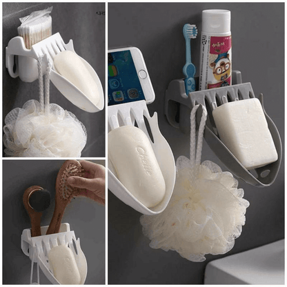 2 pcs set wall mounted soap dish holder with towel hooks